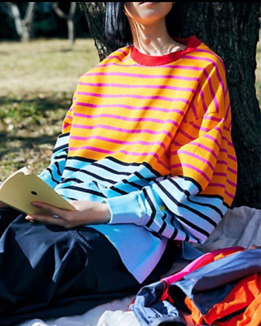 nagonstans ボーダーアシンメスリットプルオーバー