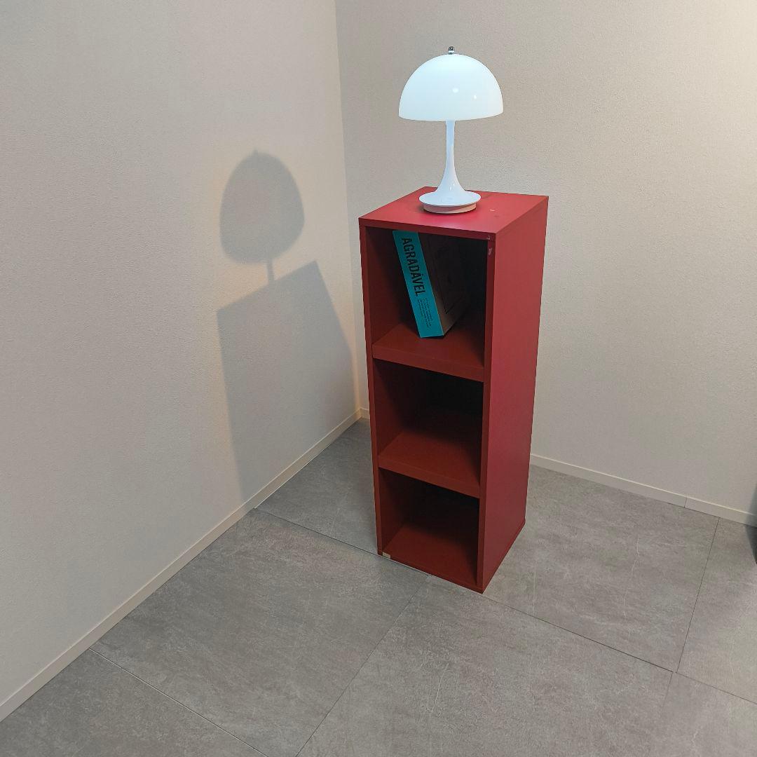 レトロポップ　木製　3段　赤　紺　ミッドセンチュリー　ミニ　バイカラー