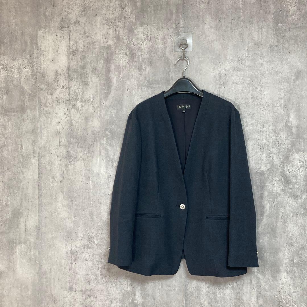 専用【INDIVI】　シャンブレーセットアップ　パンツスーツ　19 日本製