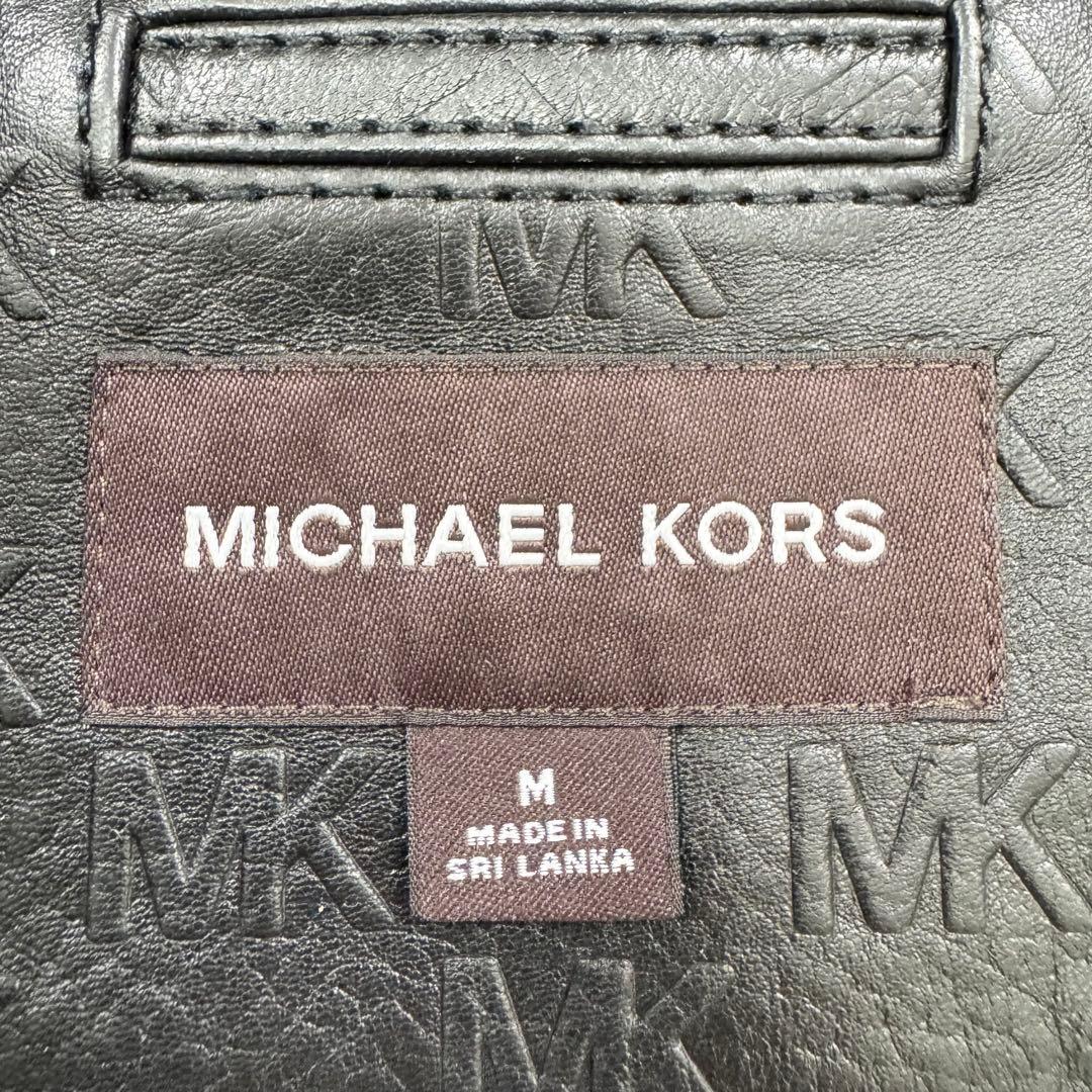 美品　マイケルコース　メンズ　レザー　パーカー　総柄　ブラック　フード　Mサイズ