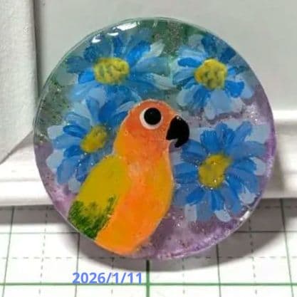 コガネメキシコ　レジンヘアゴム　青い花