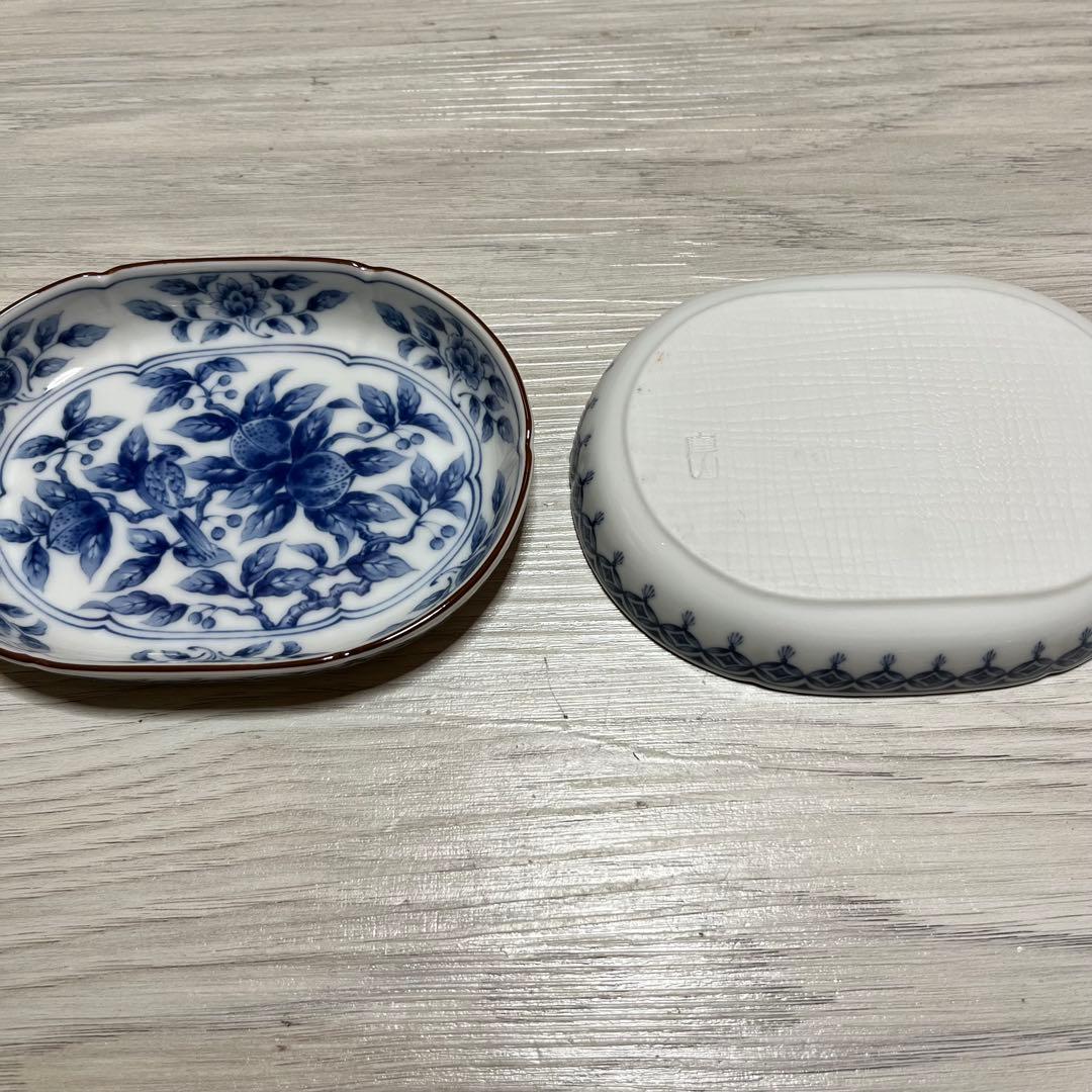 新品　美濃焼　庫山窯　染付瓔珞果実文　楕円型オーバル皿　大皿２枚　中皿10枚