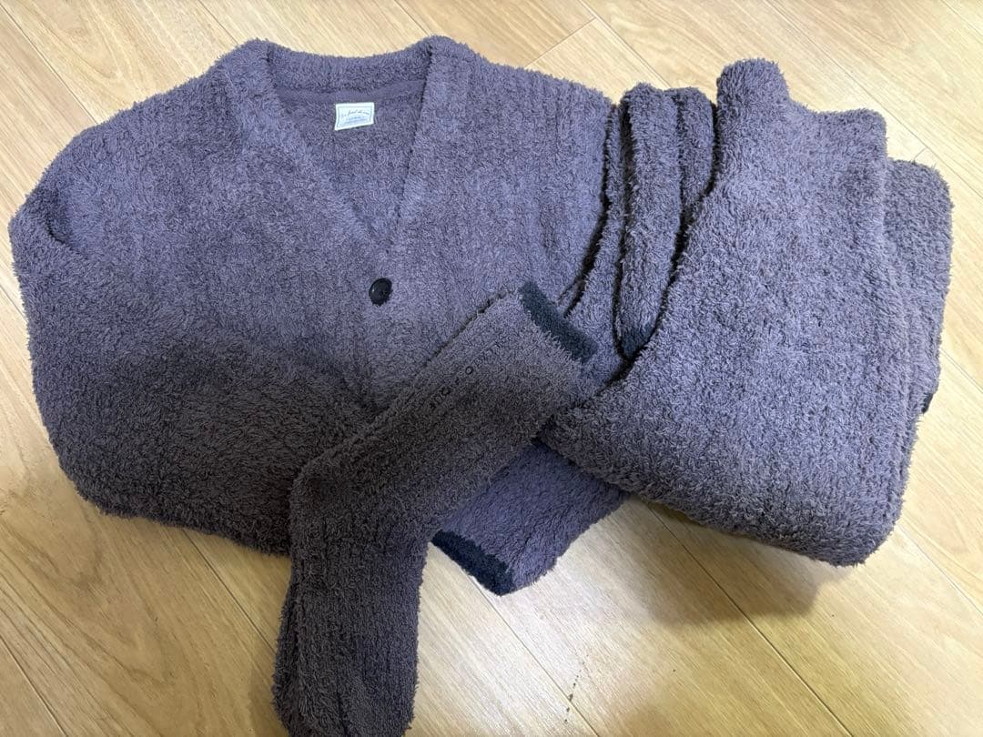 フリース パープル カーディガン フリーサイズ