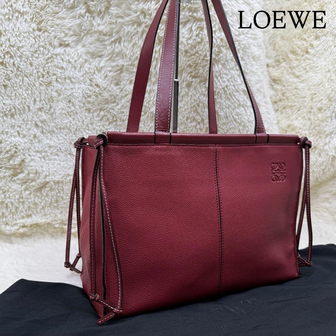 ✨美品✨ロエベ クッショントート レザー アナグラム ワインレッド