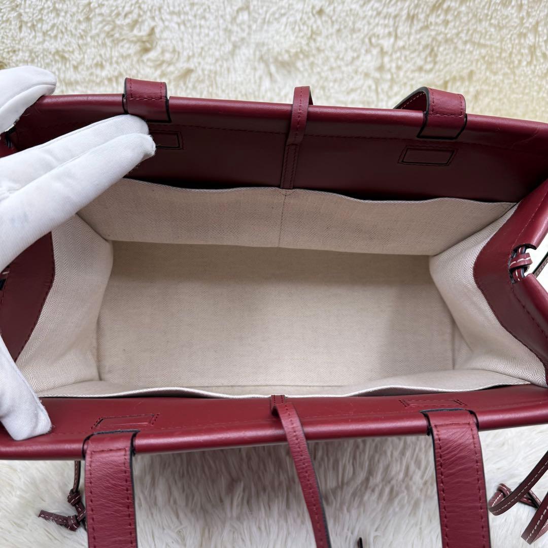 ✨美品✨ロエベ クッショントート レザー アナグラム ワインレッド