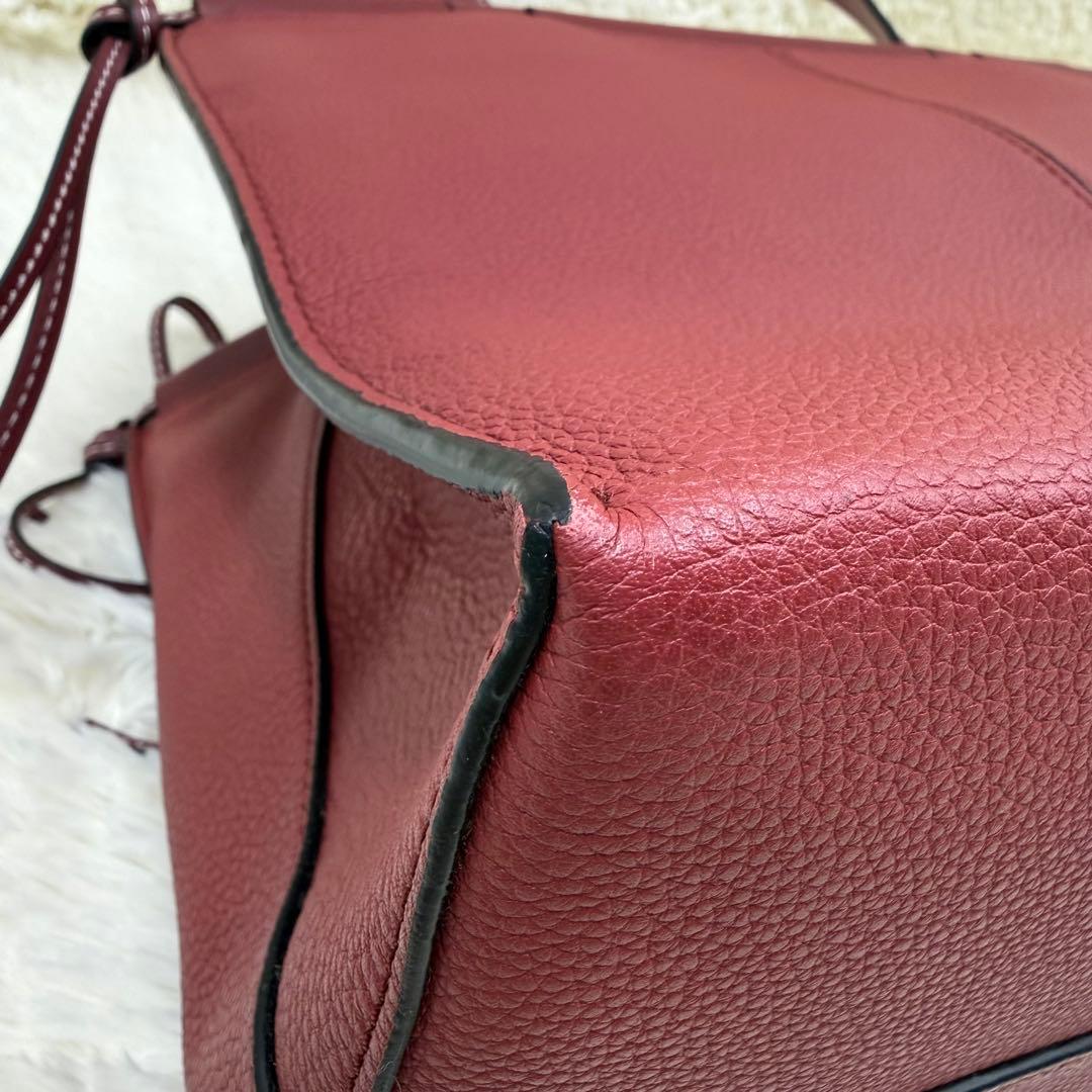 ✨美品✨ロエベ クッショントート レザー アナグラム ワインレッド