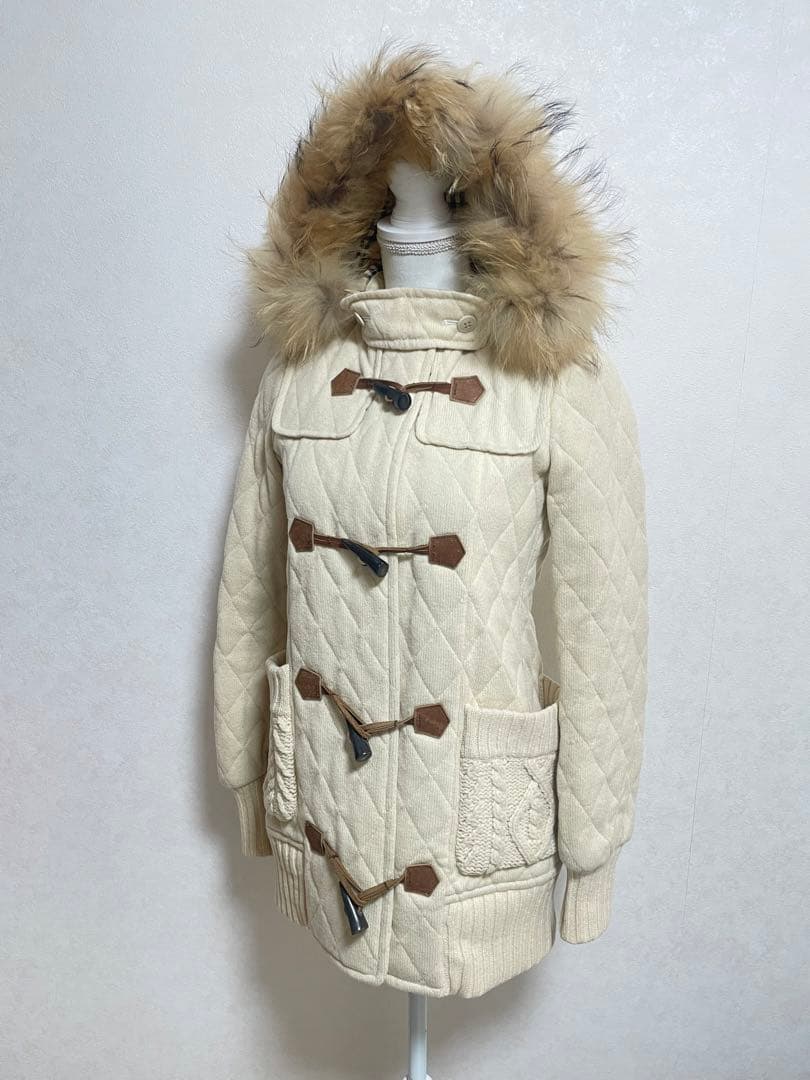 BURBERRYバーバリーダッフルコート ノバチェック フォックスファー