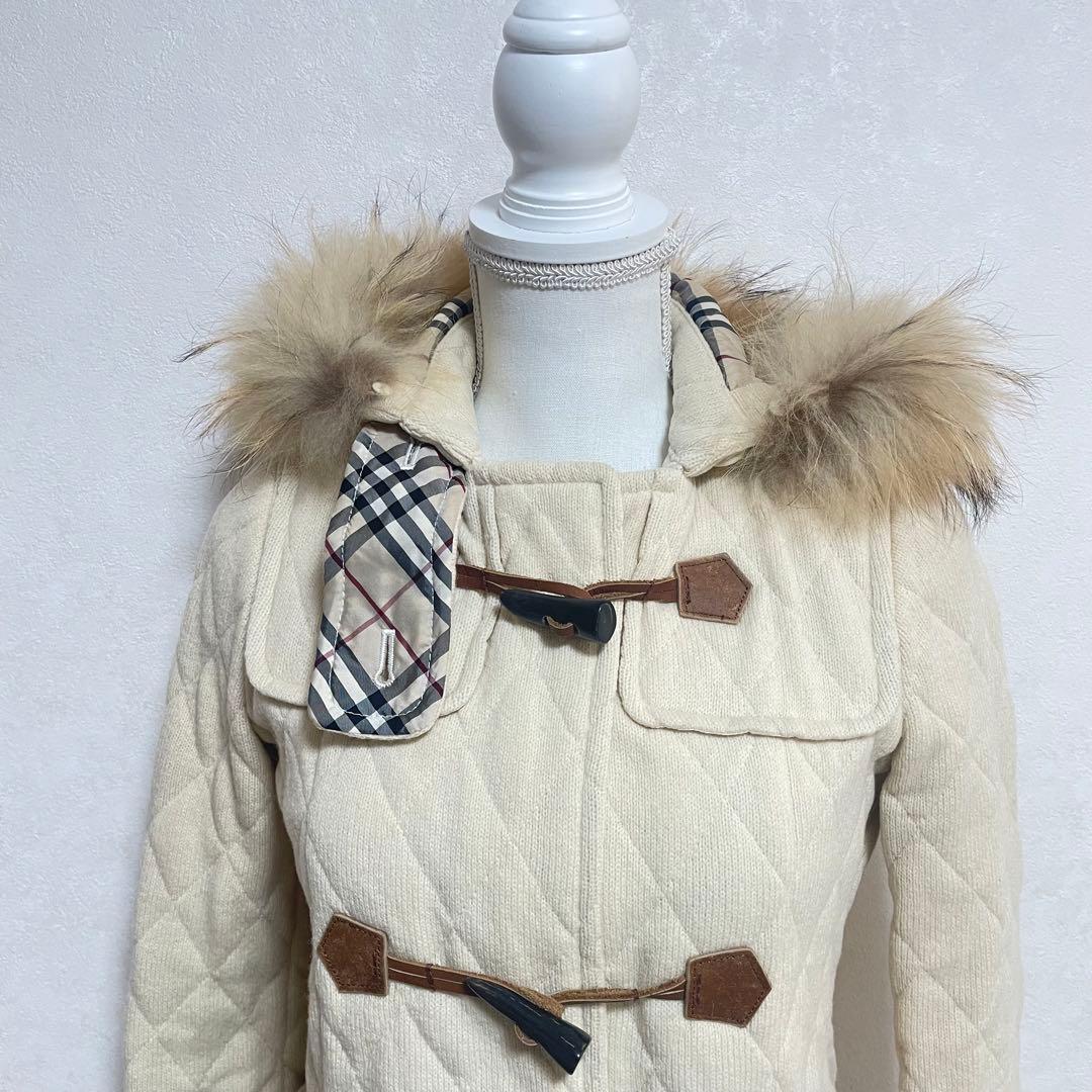 BURBERRYバーバリーダッフルコート ノバチェック フォックスファー