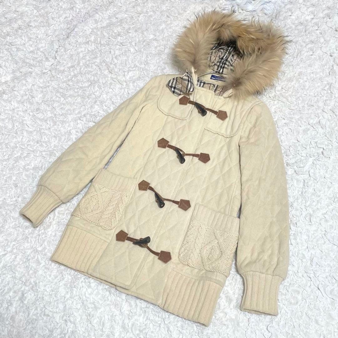 BURBERRYバーバリーダッフルコート ノバチェック フォックスファー