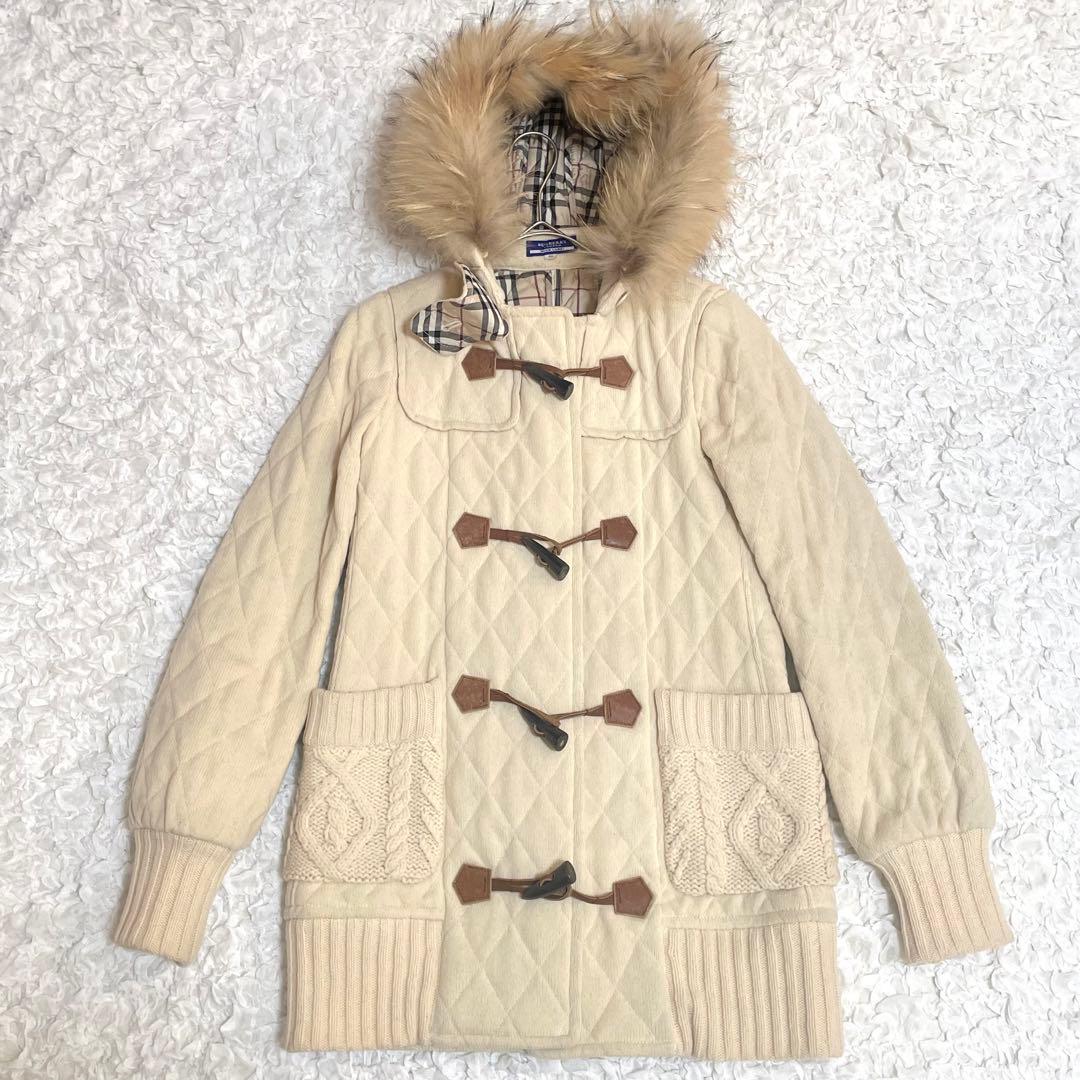 BURBERRYバーバリーダッフルコート ノバチェック フォックスファー