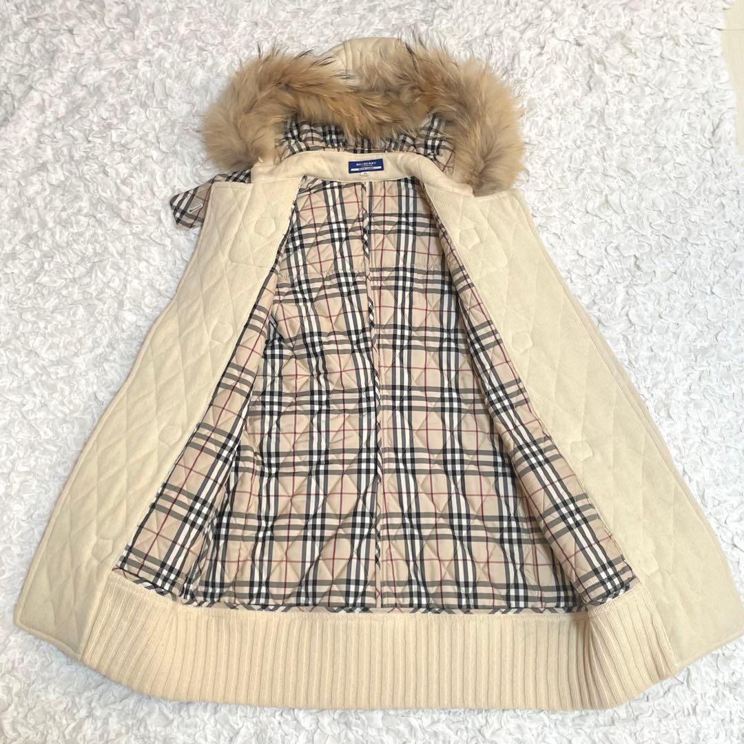 BURBERRYバーバリーダッフルコート ノバチェック フォックスファー