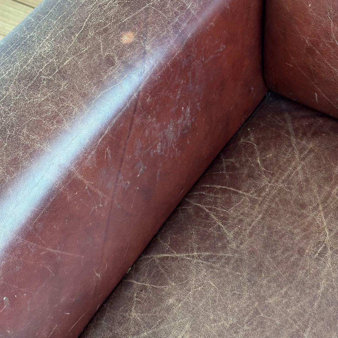 ヴィンテージ　ブラウンレザー　ウィングバックソファ