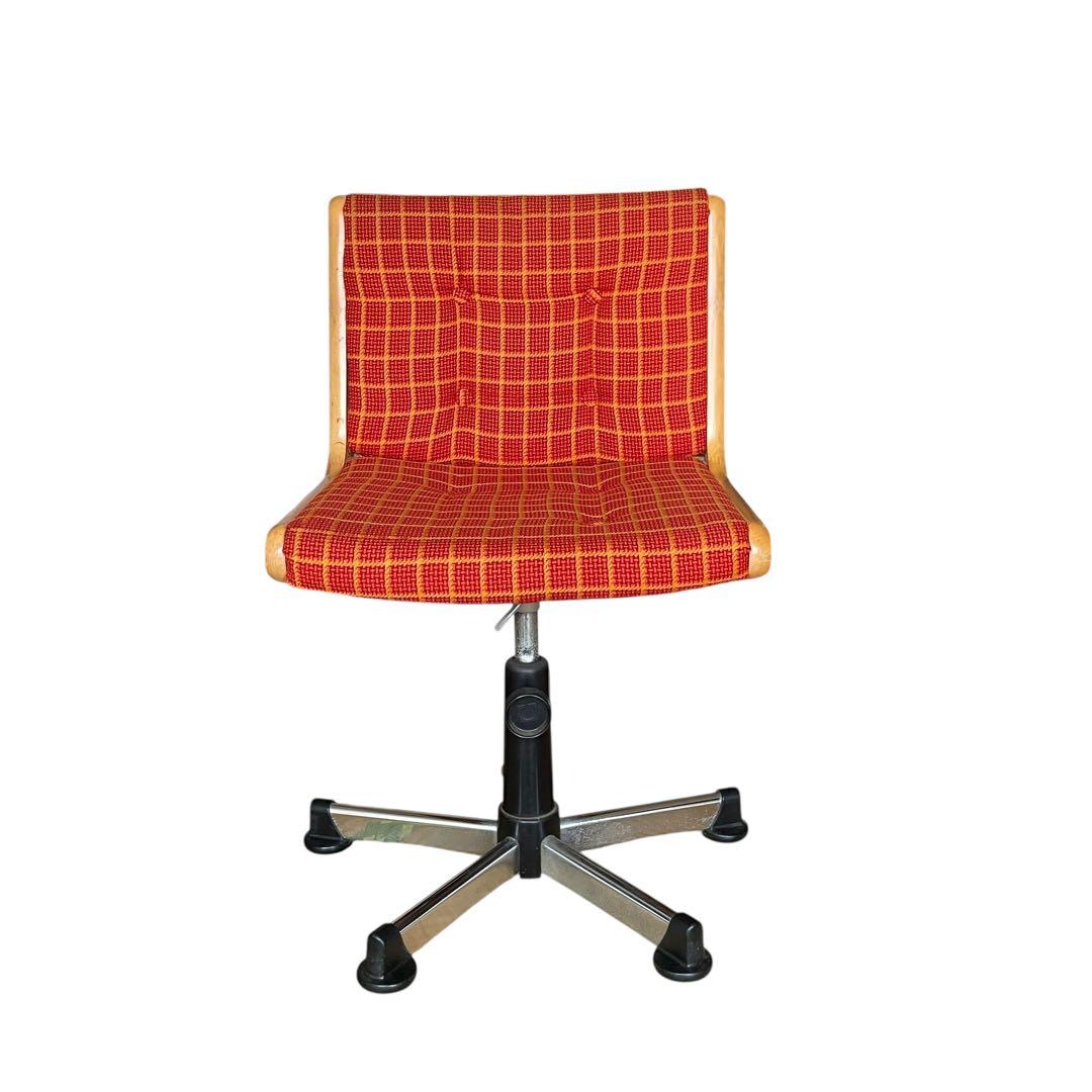 国産ヴィンテージ レトロ チトセ￼デスクチェア 昭和　ビンテージ 椅子 チェック