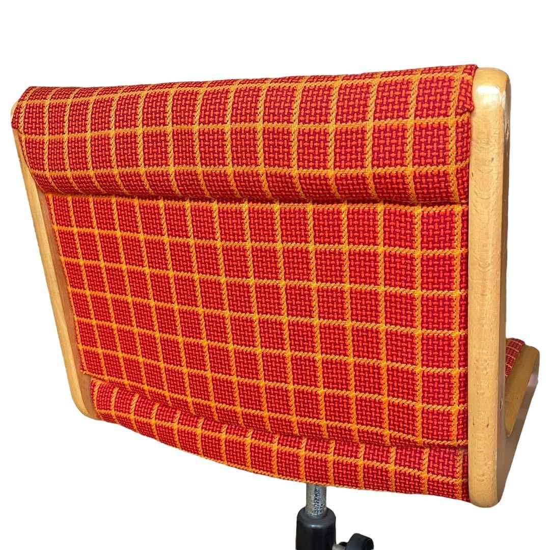 国産ヴィンテージ レトロ チトセ￼デスクチェア 昭和　ビンテージ 椅子 チェック