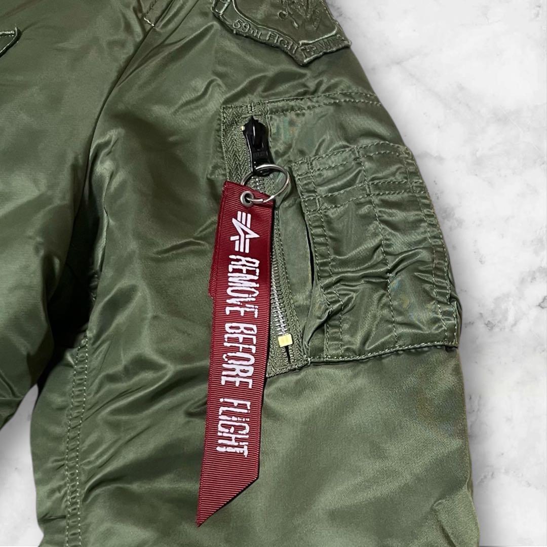 【美品】ALPHA INDUSTRIES フライトジャケットカーキMA-1￼ L