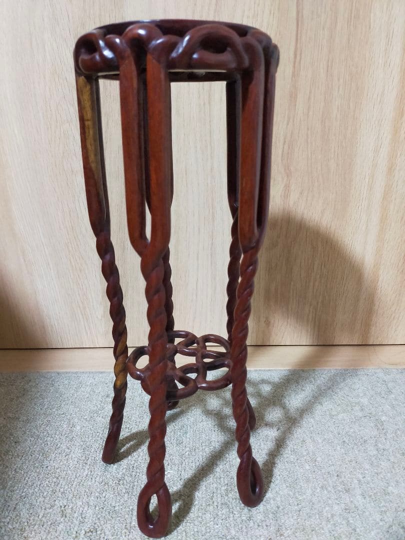 最終セール中❗中国伝統工芸美術　ミニ高卓捻り足花台　天然花梨材