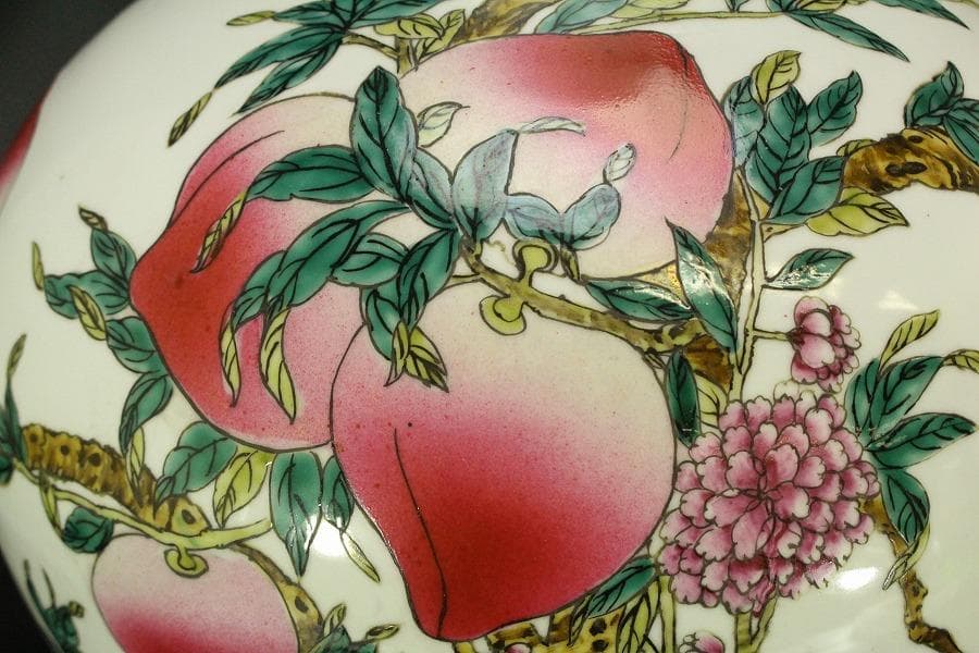 中国美術 色絵 大きな花瓶 高53cm(LC797)