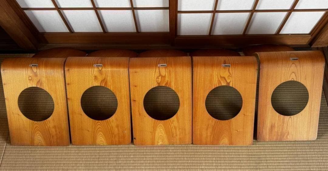 【 5脚セット】Tendo 天童木工 座椅子 藤森健次作 曲げ木 ケヤキ板目