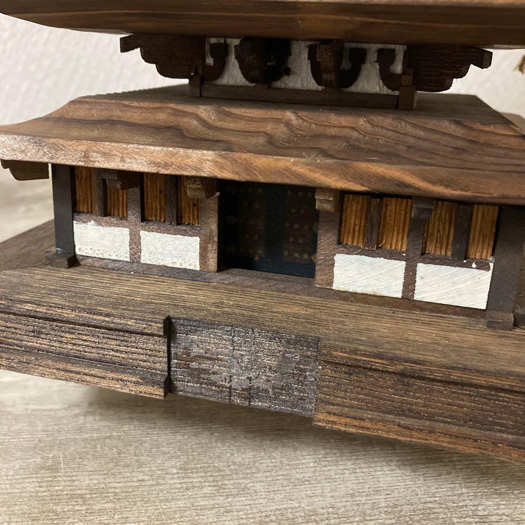 木製　法隆寺　五重塔　孝心作　焼板　高さ約50㌢　置物　〈検 彫刻　仏塔　寺院