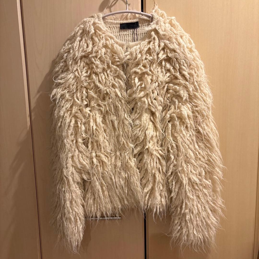 zara ブラッシュドフリンジニットジャケット M エクリュ　新品未使用