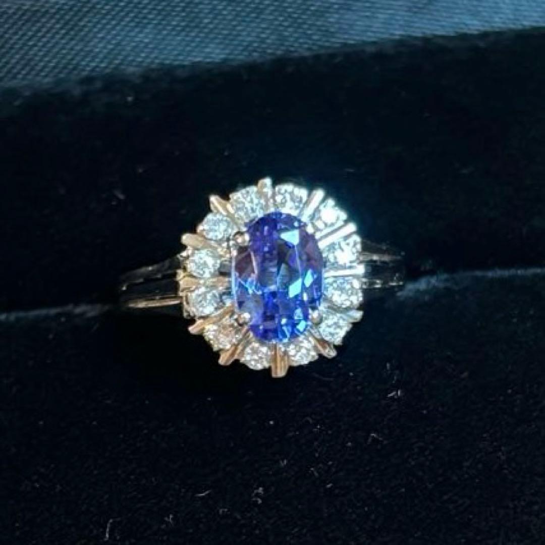 K18 タンザナイト 0.20 ダイヤモンド リング 指輪 18金