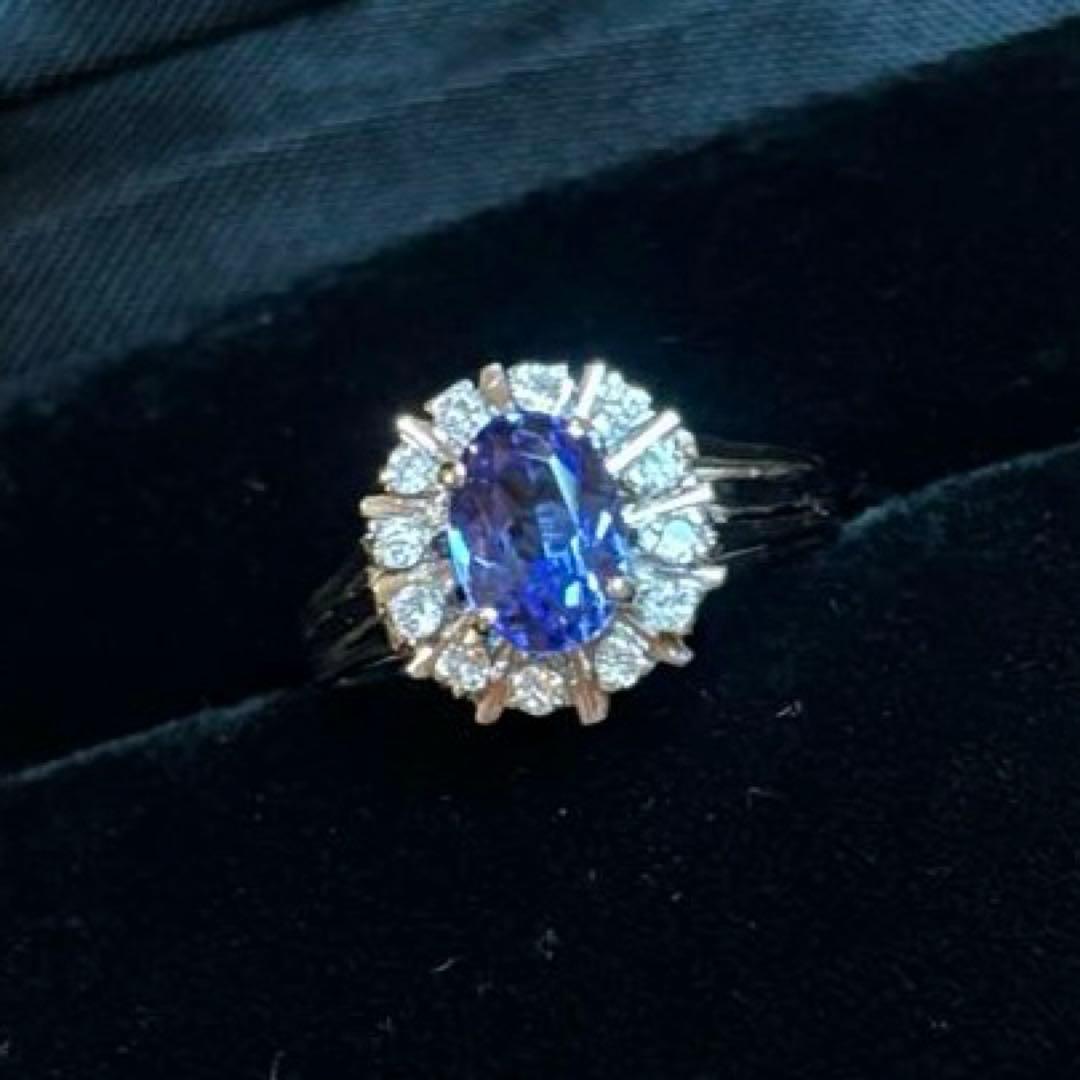 K18 タンザナイト 0.20 ダイヤモンド リング 指輪 18金