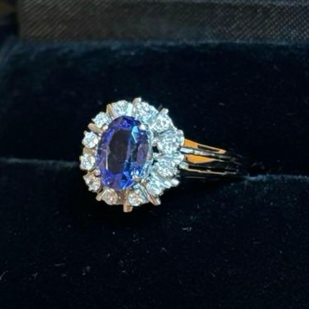 K18 タンザナイト 0.20 ダイヤモンド リング 指輪 18金