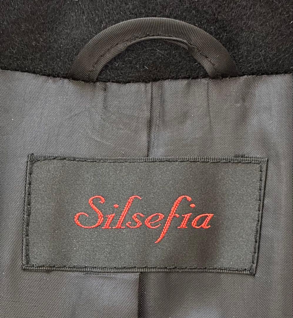 美品Silsefiaピュアカシミヤ100ロングコート黒９号　冠婚葬祭フォーマル