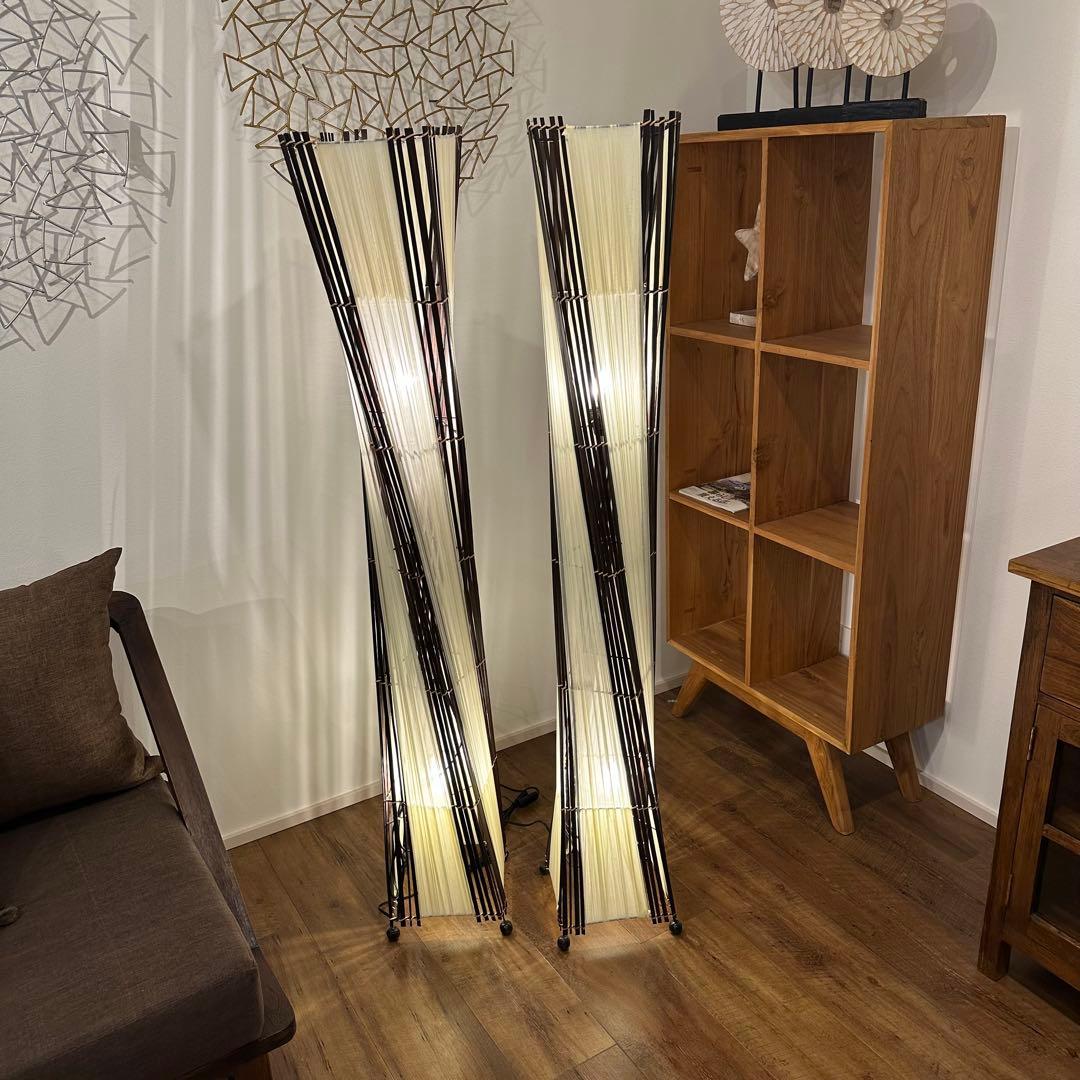 【在庫処分】バリ島バンブーコットンフロアスタンド 2個セット通常55,000円が