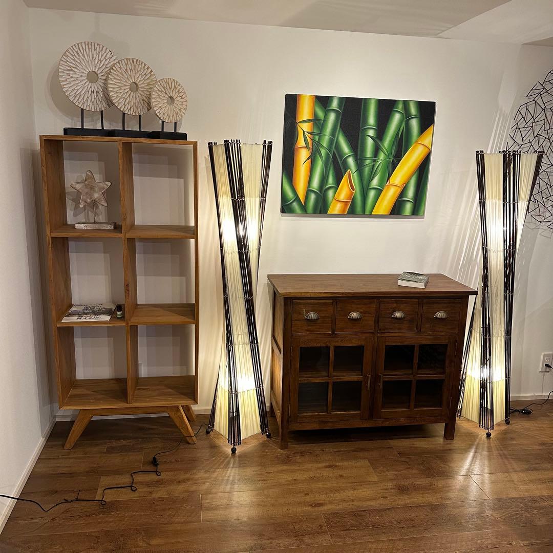 【在庫処分】バリ島バンブーコットンフロアスタンド 2個セット通常55,000円が