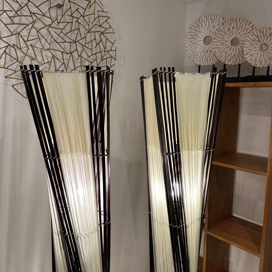 【在庫処分】バリ島バンブーコットンフロアスタンド 2個セット通常55,000円が
