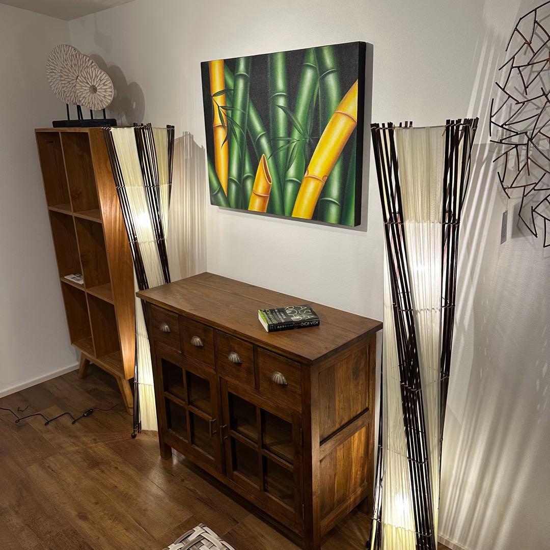 【在庫処分】バリ島バンブーコットンフロアスタンド 2個セット通常55,000円が