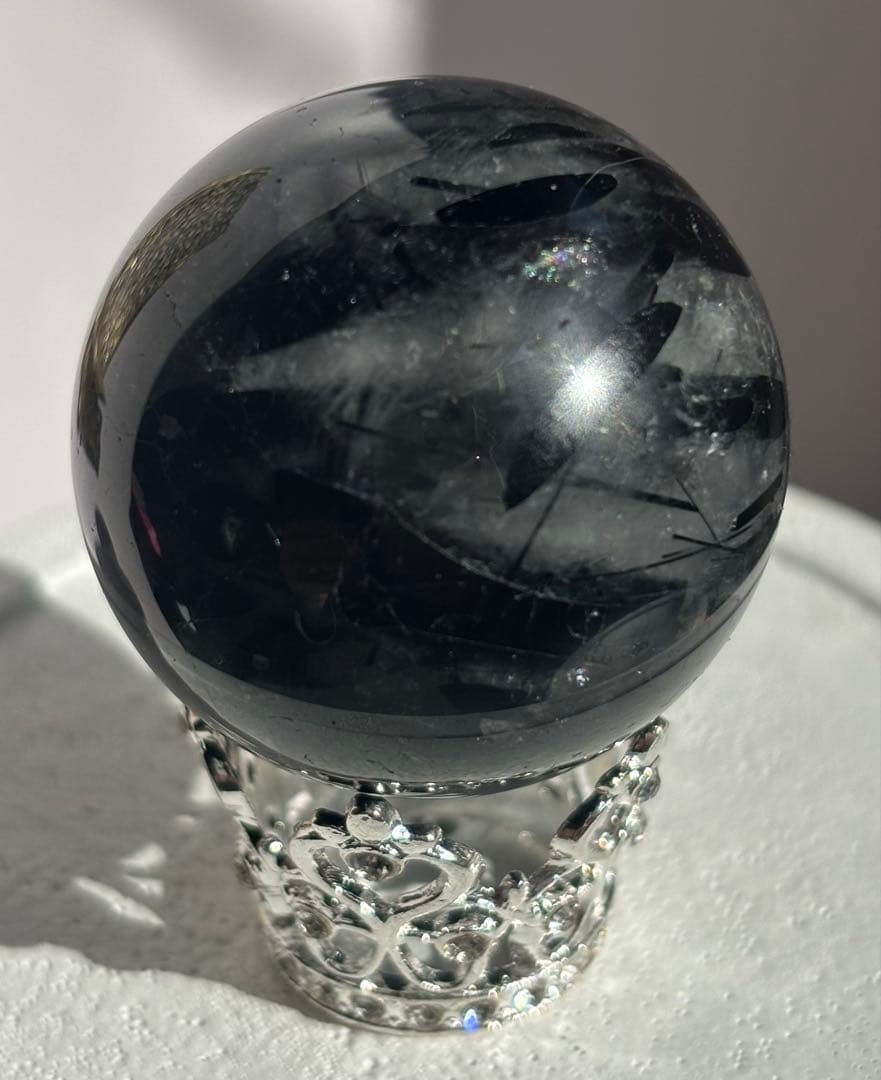 《高密度内包✰》ブラックトルマリンインクォーツ　スフィア　丸玉