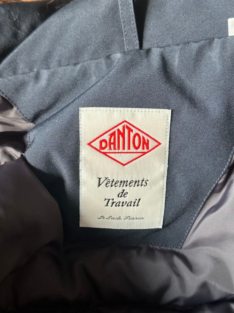 DANTON ダントン タッサーダウンジャケット ネイビー 38 ファー