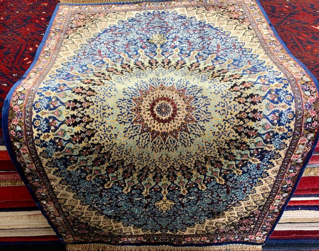 イラン、シルク銀柑敷物/サイズ:50x80cm…..mp5.