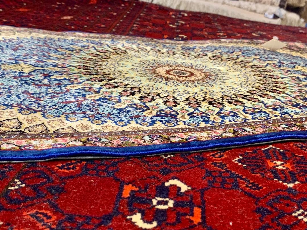 イラン、シルク銀柑敷物/サイズ:50x80cm…..mp5.