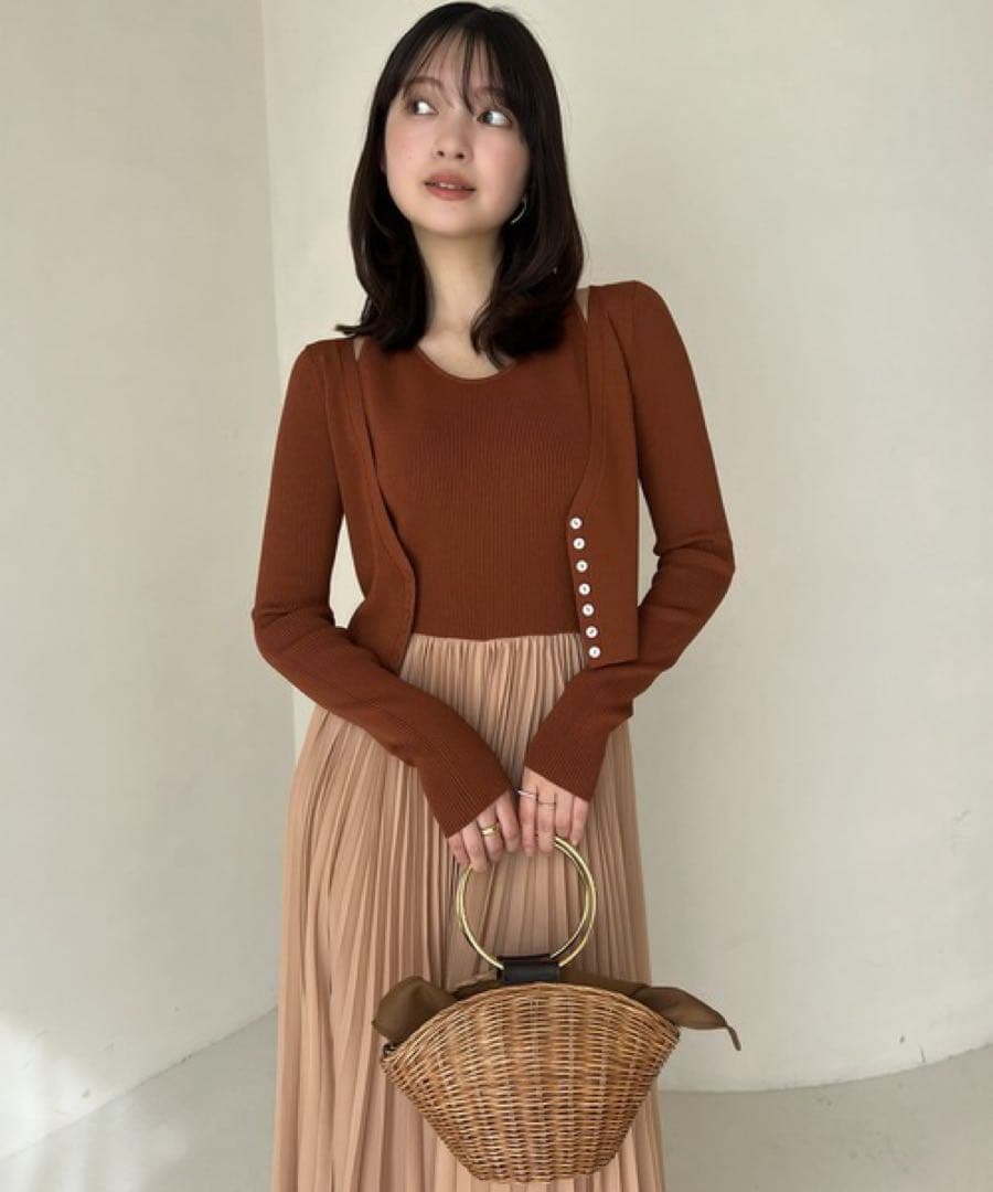 専用新品anuans ロングワンピース カーディガンアンサンブルワンピースマキシ