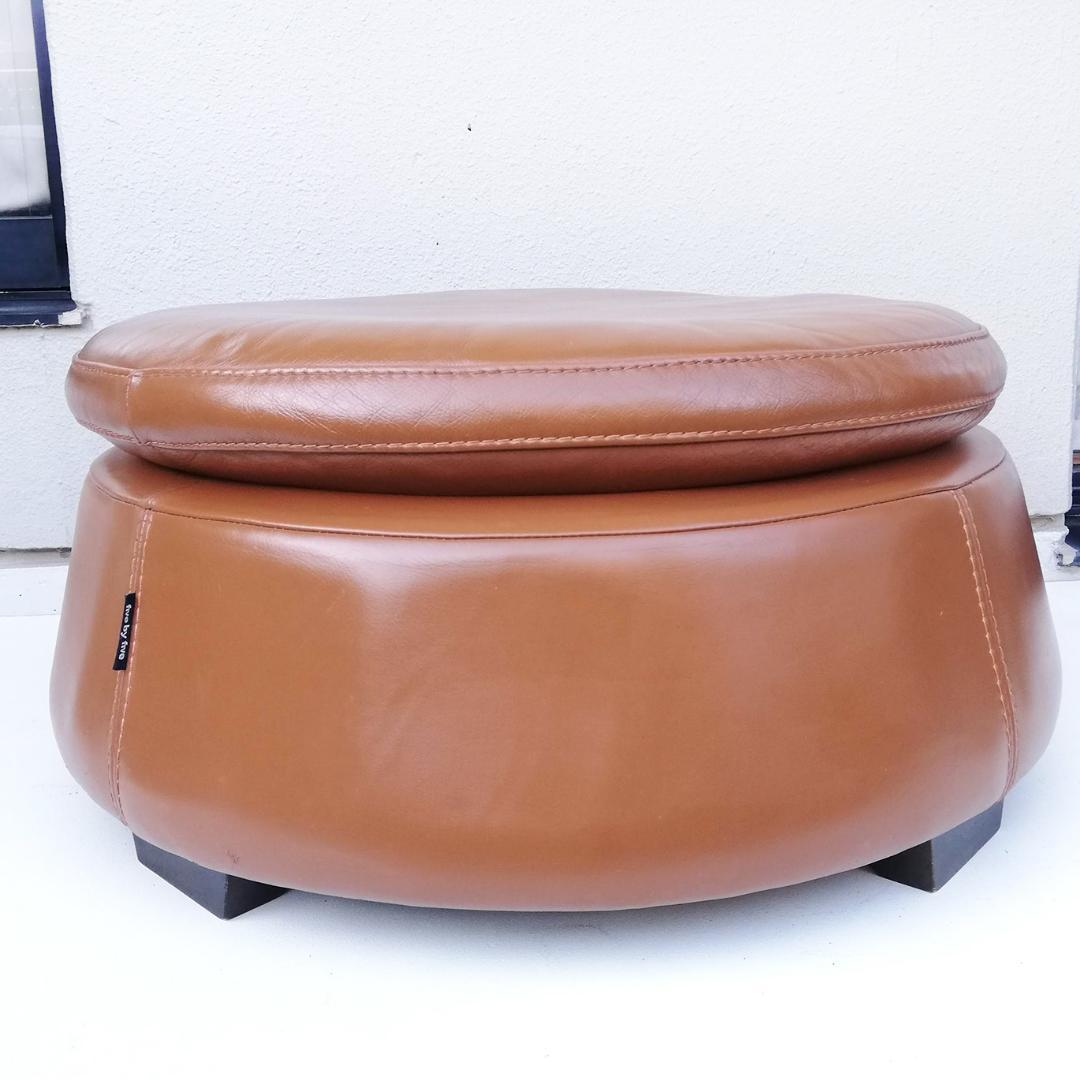 廃盤 希少 ACTUS five by five 本革 ラウンドオットマン