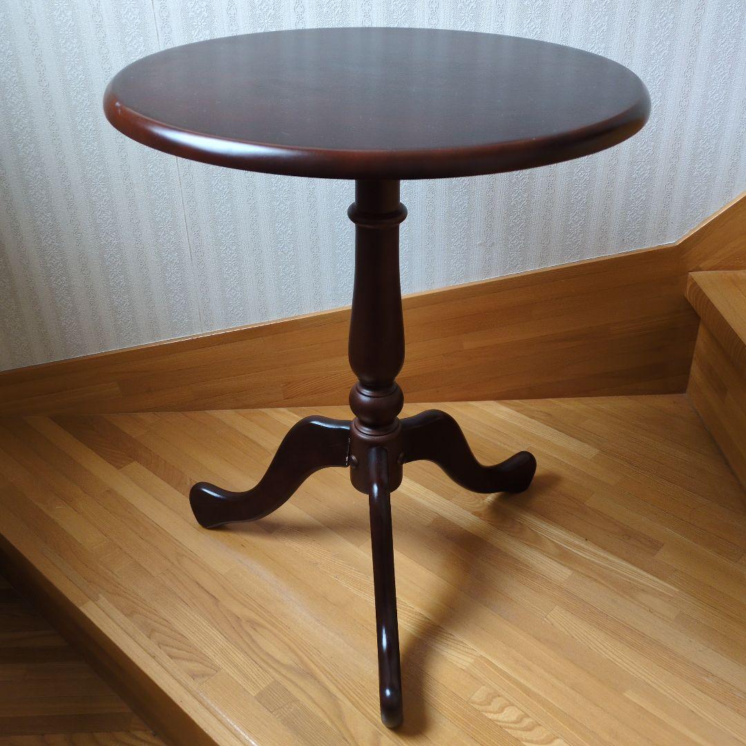 木製 ダークブラウン 円形センターテーブル