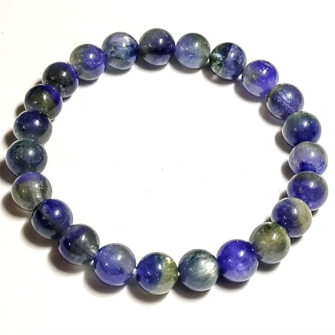 ★全珠バイカラータンザナイト 8.5-9ミリ珠 ブレスレット(SA+ 珍品！)