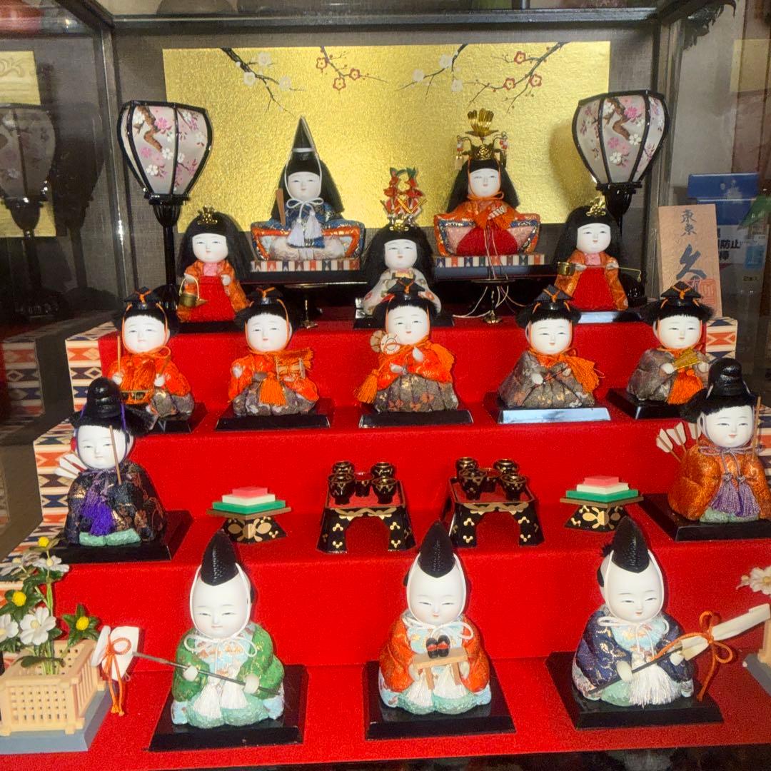 久月木目込5段飾り雛人形セット 伝統的デザイン ケース付き