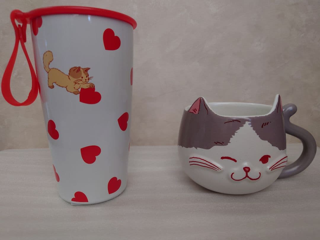 スタバ バレンタイ2025 カップシェイプステンレスボトル マグキャットフェイス