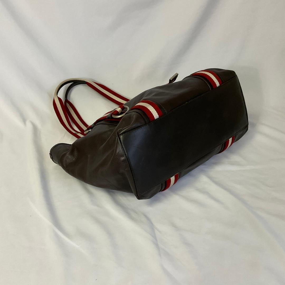 BALLY トート ハンドバッグ レザー 赤ストライプ トレインスポッティング