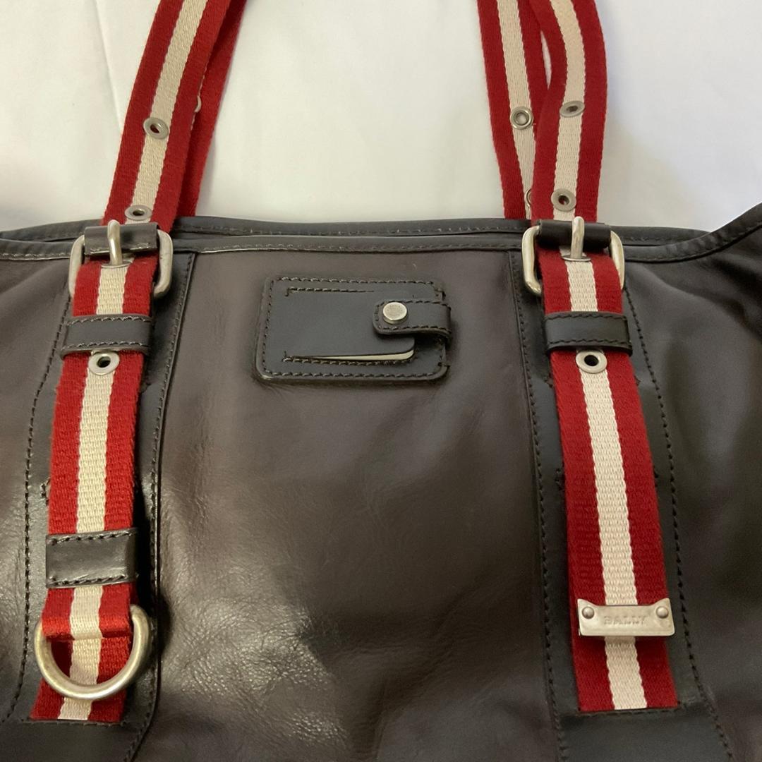 BALLY トート ハンドバッグ レザー 赤ストライプ トレインスポッティング