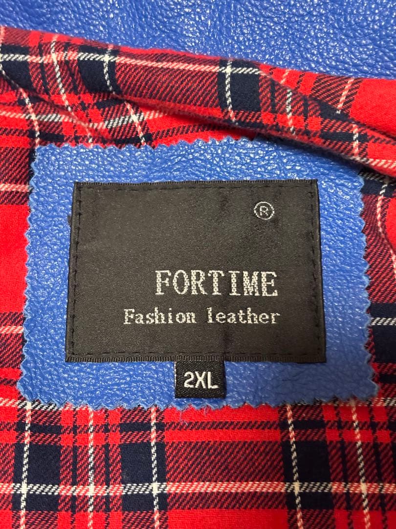 極美品　FORTIME シングル　レザー　ライダース　ジャケット　ブルゾン　青