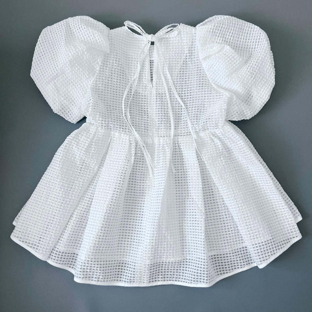 チェックシアー　MARONENONFEE　マーロンエノンフィ　バルーンスリーブ