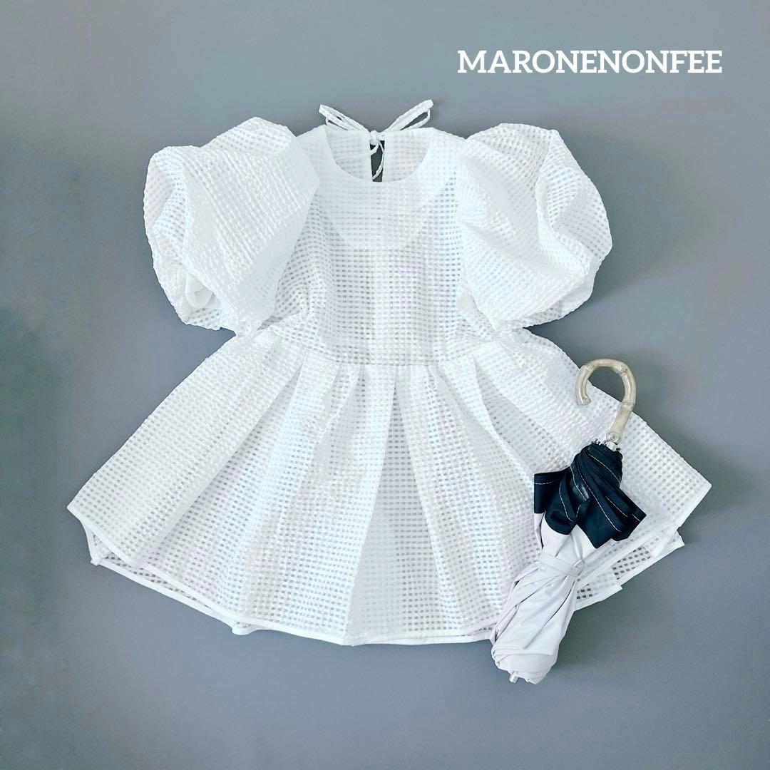 チェックシアー　MARONENONFEE　マーロンエノンフィ　バルーンスリーブ