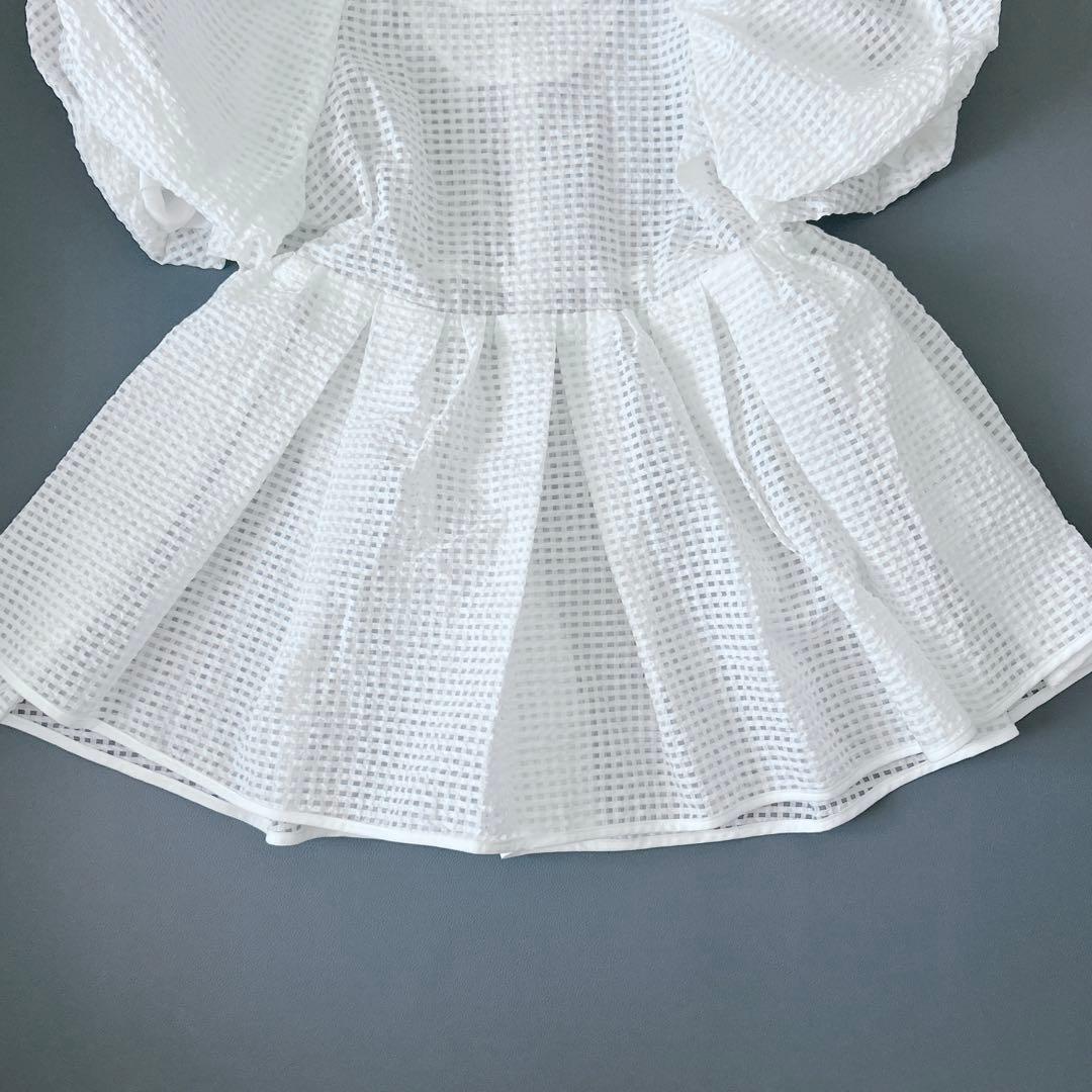 チェックシアー　MARONENONFEE　マーロンエノンフィ　バルーンスリーブ