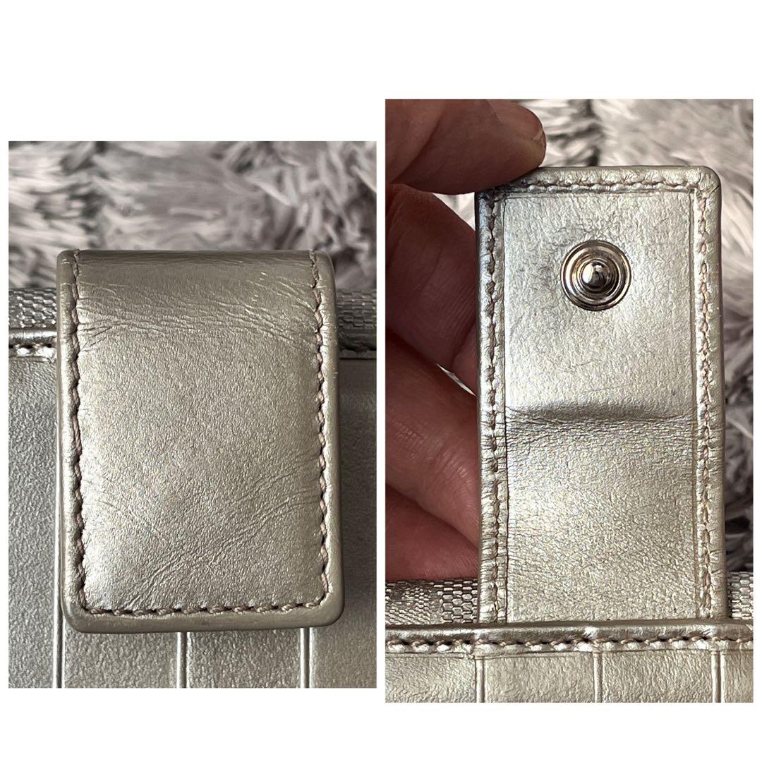 美品✨GUCCI インプリメ　GG柄　メタリックシルバー　グレー　メンズ　長財布