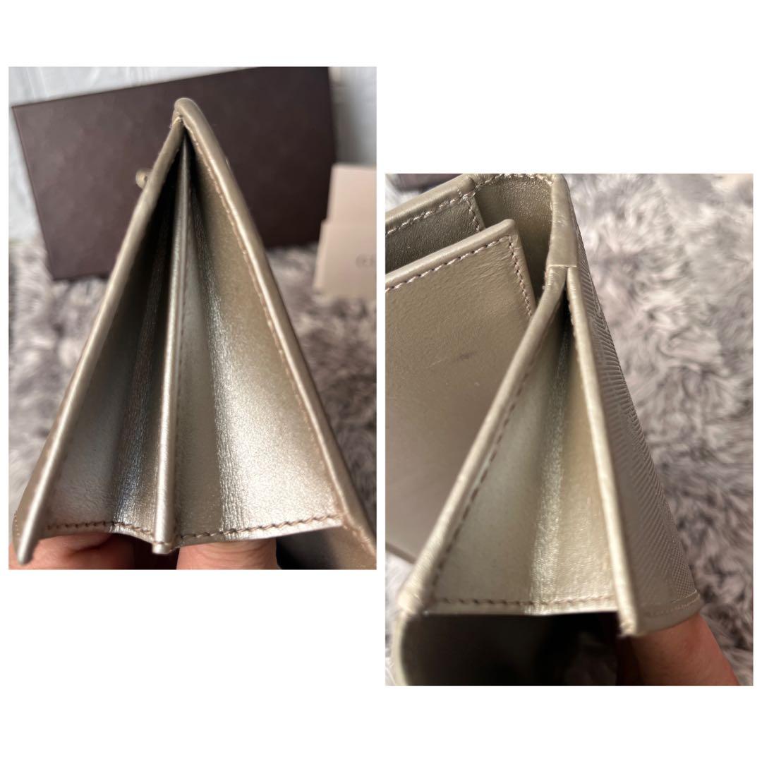 美品✨GUCCI インプリメ　GG柄　メタリックシルバー　グレー　メンズ　長財布